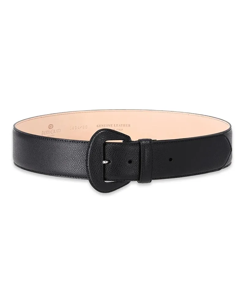 Fausto Colato Gürtel Breiter Gürtel aus Leder schwarz Schwarz