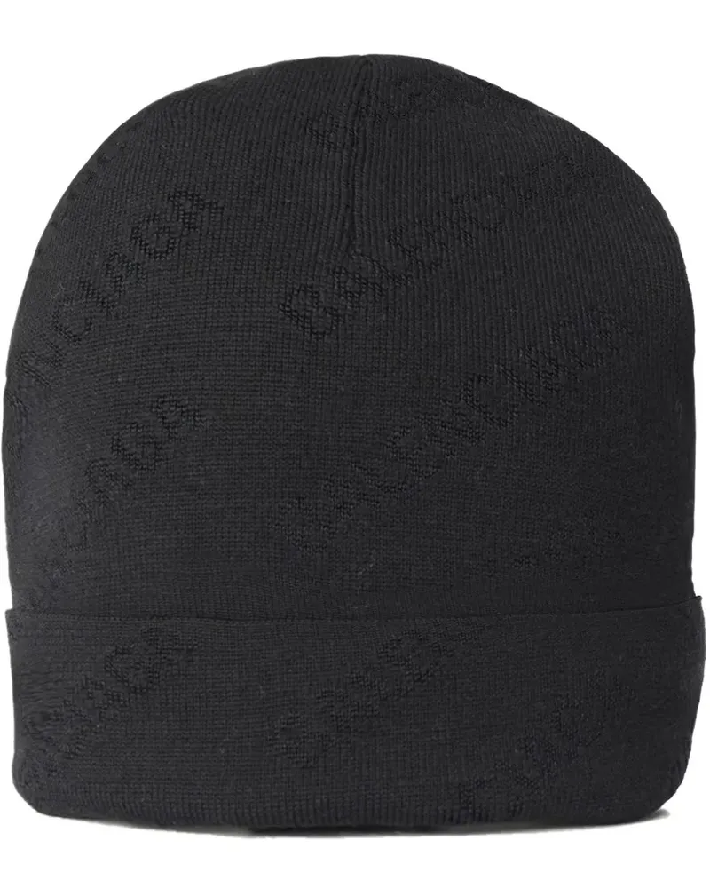 Balenciaga Caps & Mützen Allover Logo Beanie schwarz Schwarz