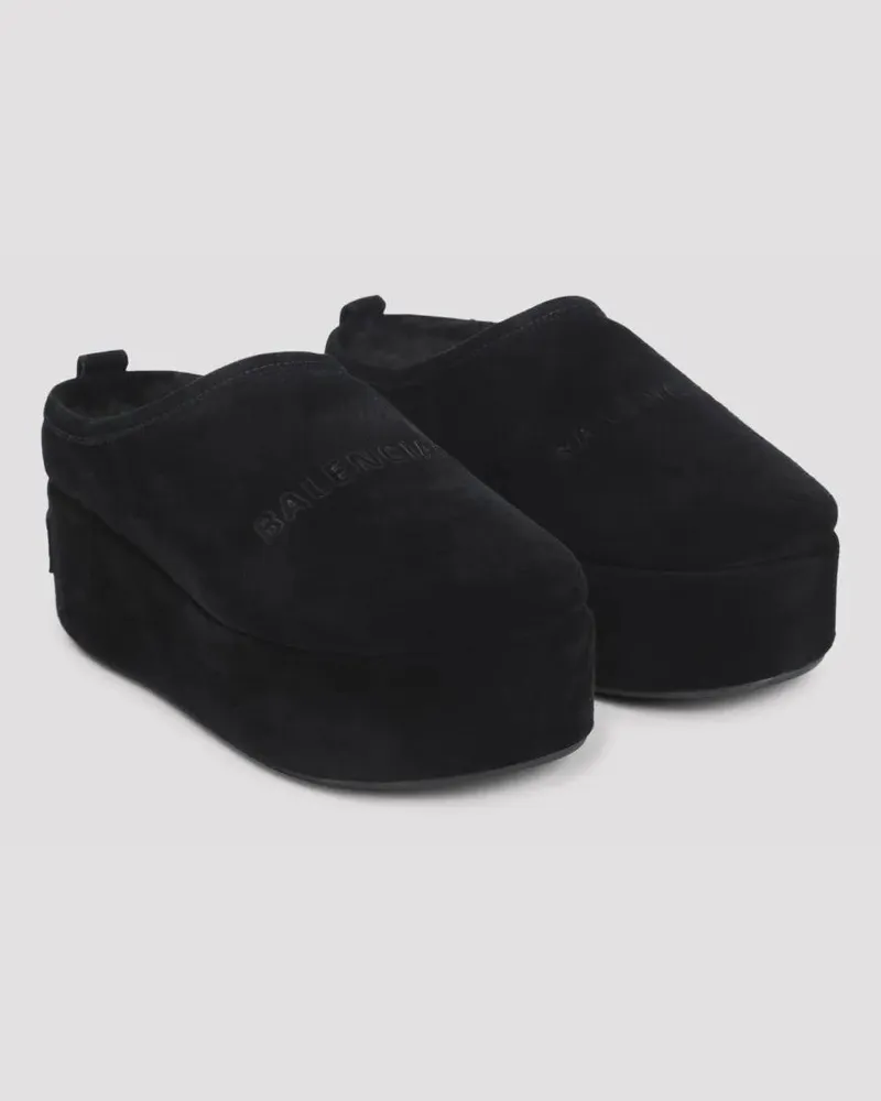 Balenciaga Slipper & Pantoletten Alaska Pltf Black Calf Leather Mules schwarz Schwarz