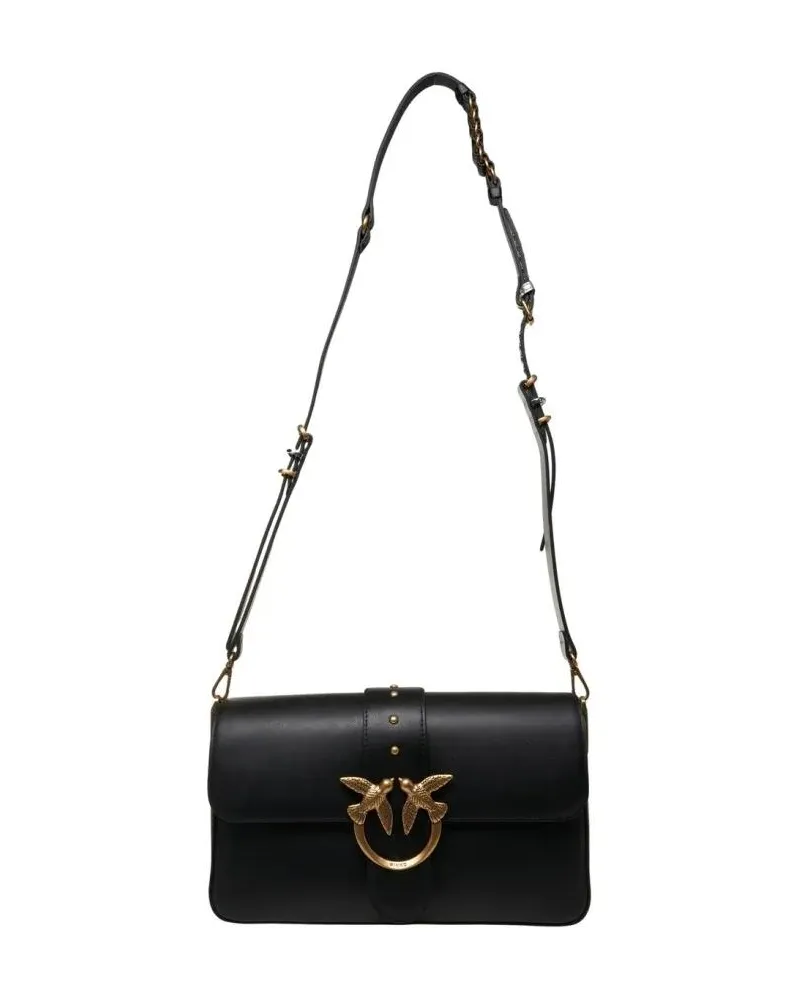 Pinko Hobo Bags Crossbody Bag In Nero Leather With Gold-Tone Clasp schwarz Schwarz