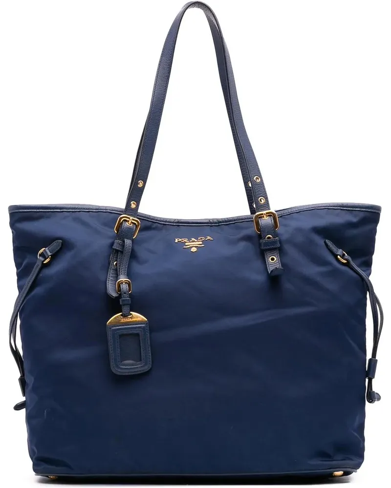 Prada Shopper Saffiano Trimmed Tessuto Tote blau Blau