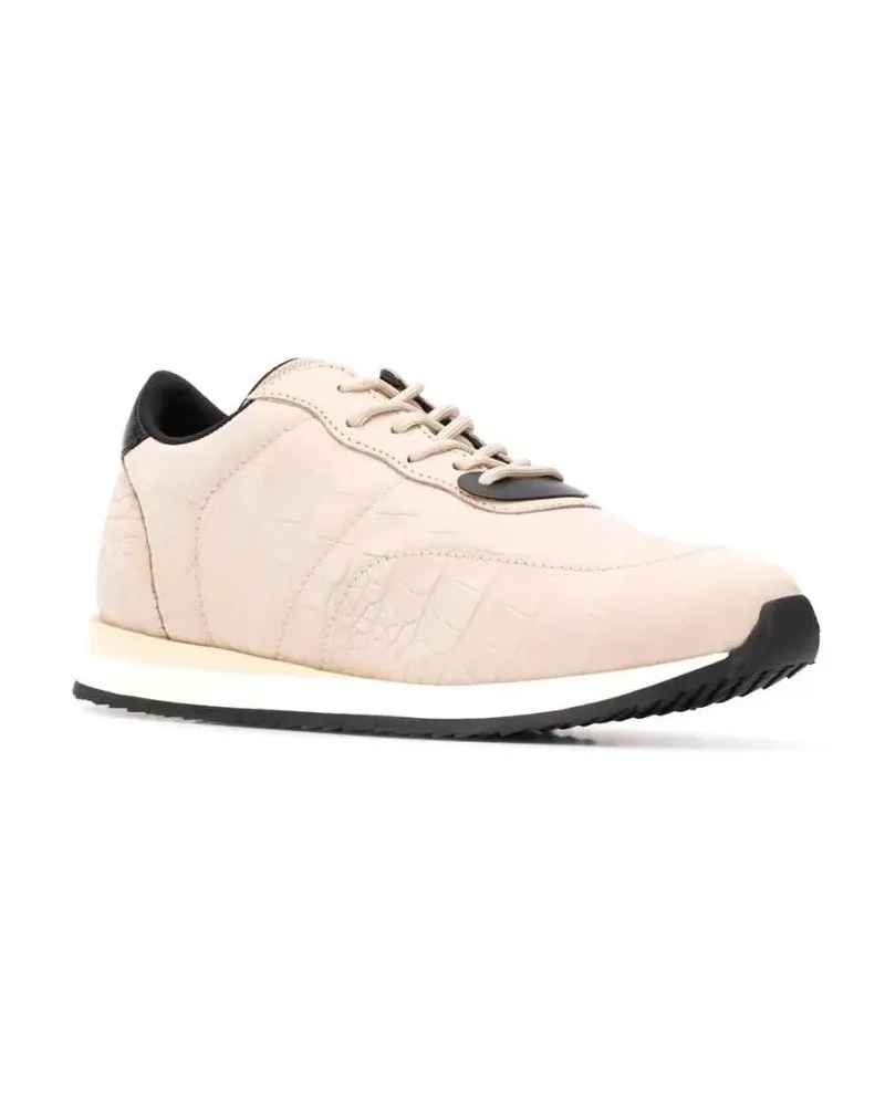Giuseppe Zanotti Low-Top Sneaker Low-Profile Leather Trainers With Crocodile Textur beige Beige