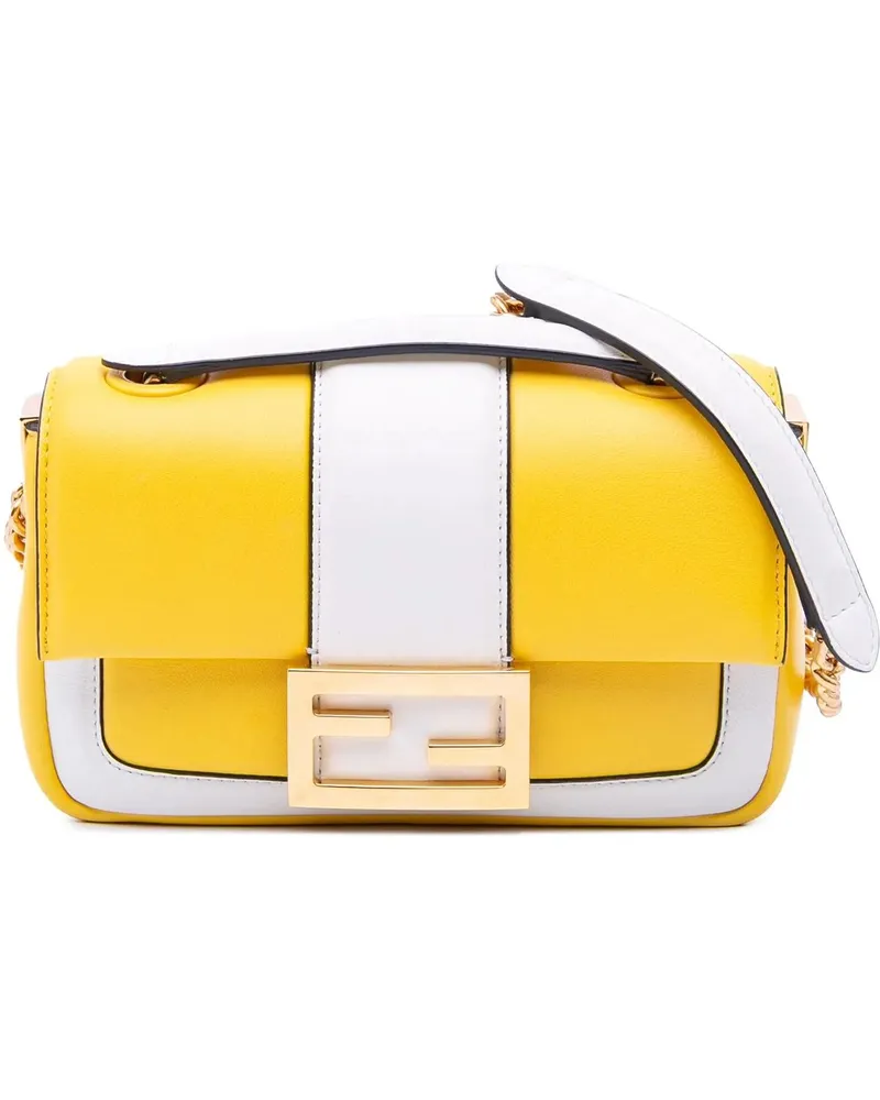 Fendi Hobo Bags Mini Bicolor Nappa Apolo Chain Baguette Shoulder B gelb Gelb