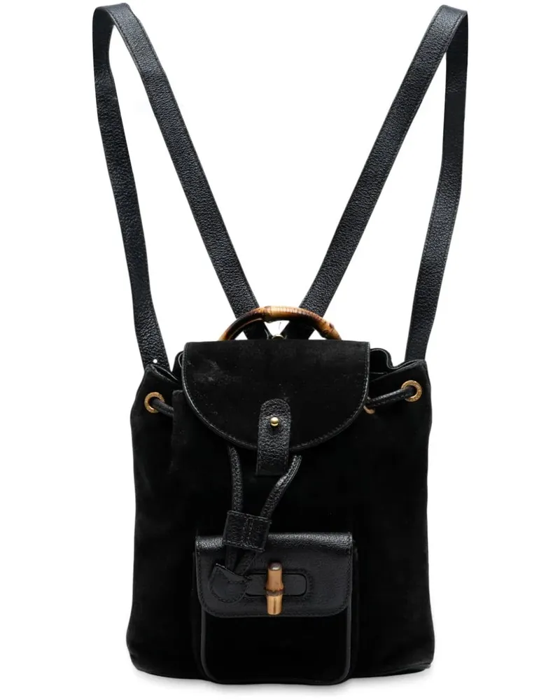 Gucci Rucksäcke Suede Bamboo Backpack schwarz Schwarz