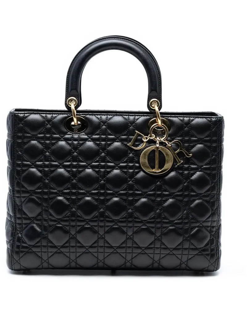 Dior Hobo Bags Large Lambskin Cannage Lady Dior schwarz Schwarz