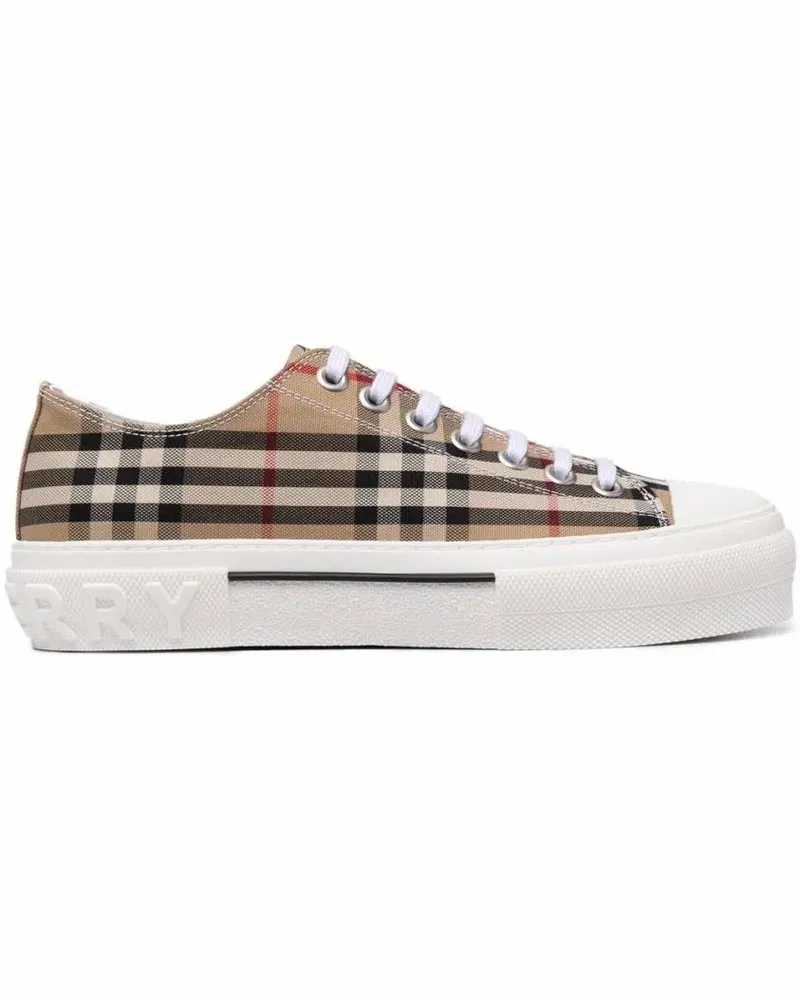 Burberry Low-Top Sneaker Beige Leather/Cotton-Blend Sneakers