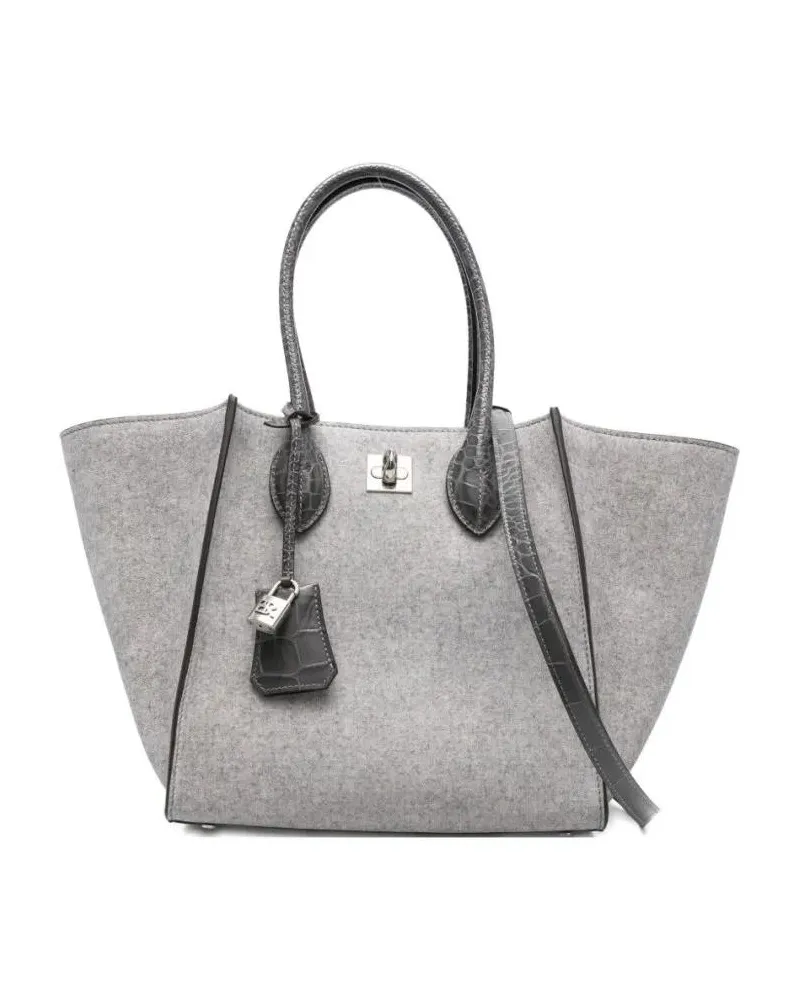 Ermanno Scervino Shopper & Totes Structured Shopper Bag With Crocodile-Embossed Acc grau Grau