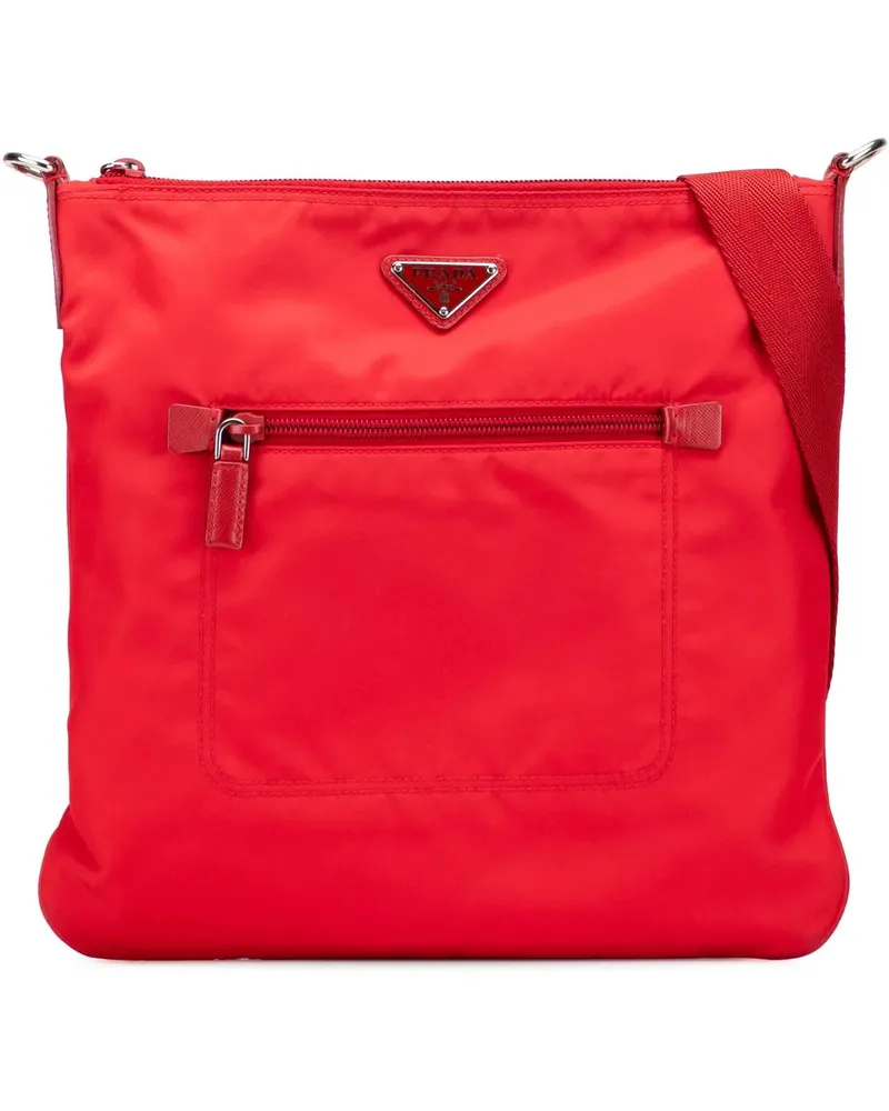 Prada Hobo Bags Tessuto Zip Top Crossbody rot Rot
