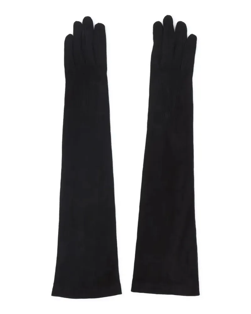 Giorgio Armani Handschuhe Elongated Black Lamb Leather Gloves schwarz Schwarz