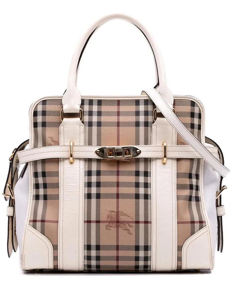 Burberry Hobo Bags Haymarket Check Coated Canvas Minford Portrait Sat braun Braun