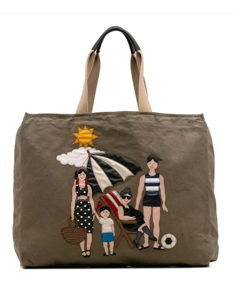 Dolce & Gabbana Shopper Canvas Family Beach Print Tote braun Braun