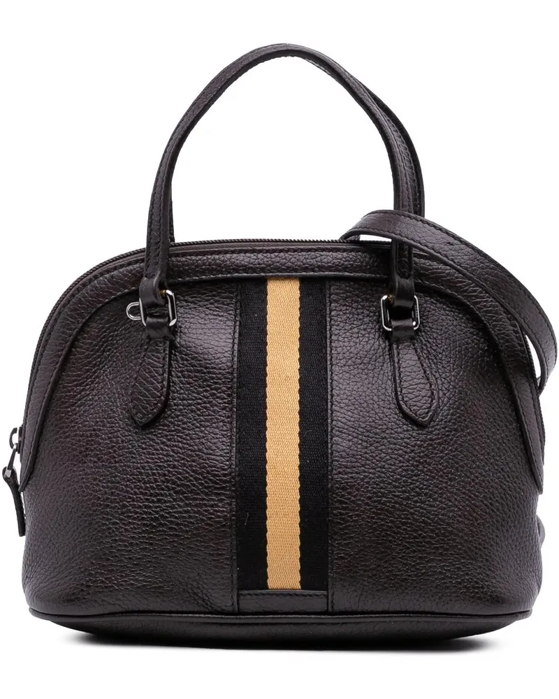 Gucci Hobo Bags Mini Leather Web Dome Satchel braun Braun