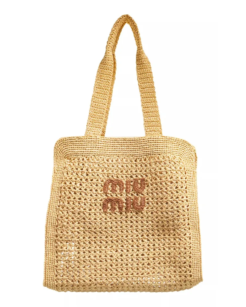 Miu Miu Shopper Top Handle Tote Bag Beige