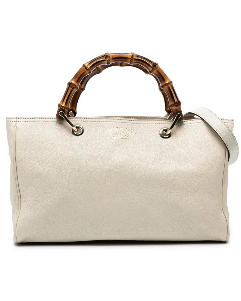 Gucci Hobo Bags Medium Calfskin Bamboo Shopper Satchel weiß Weiß