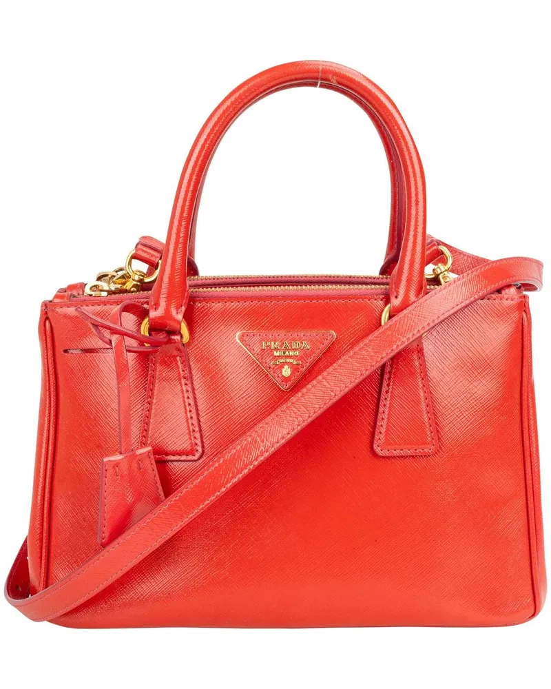 Prada Crossbody Bags  Patent Saffiano Leather Galleria Handbag rot Rot