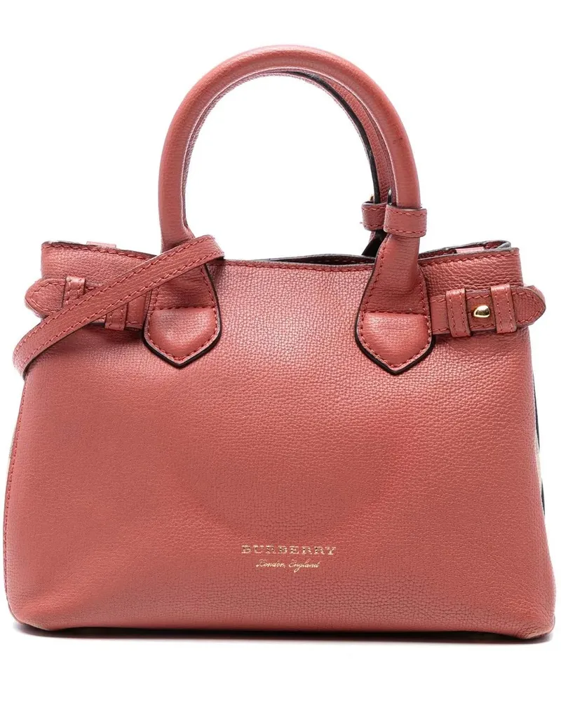 Burberry Hobo Bags Small Grainy Calfskin and House Check Banner Satch rosa Gold