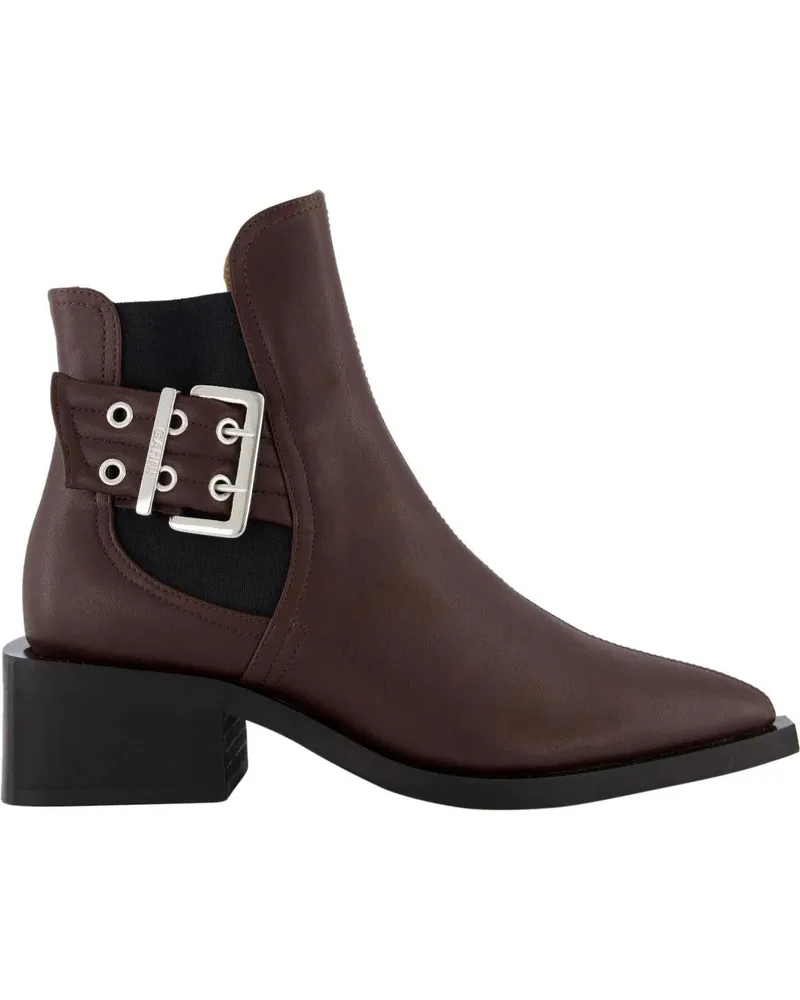Ganni Stiefel Dames Chunky Buckle Chelsea Bruin braun Braun