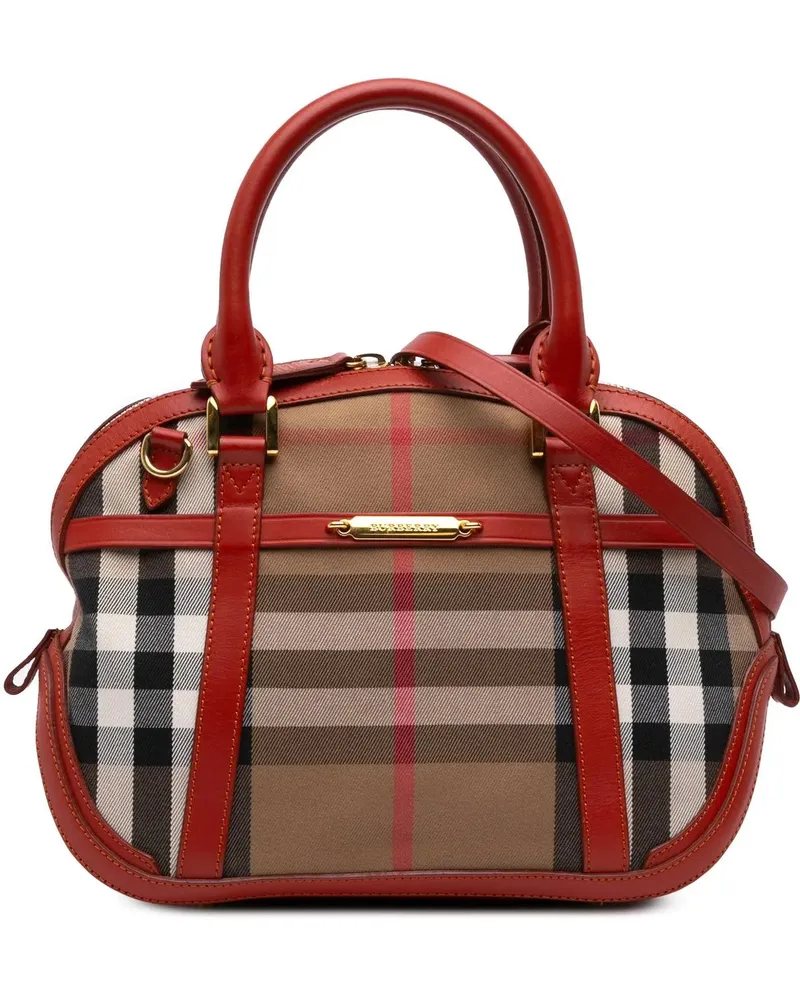 Burberry Hobo Bags Small House Check Canvas Bridle Orchard Satchel braun Braun