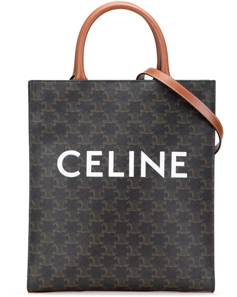 Celine Hobo Bags Small Triomphe Coated Canvas Vertical Cabas Tote braun Braun