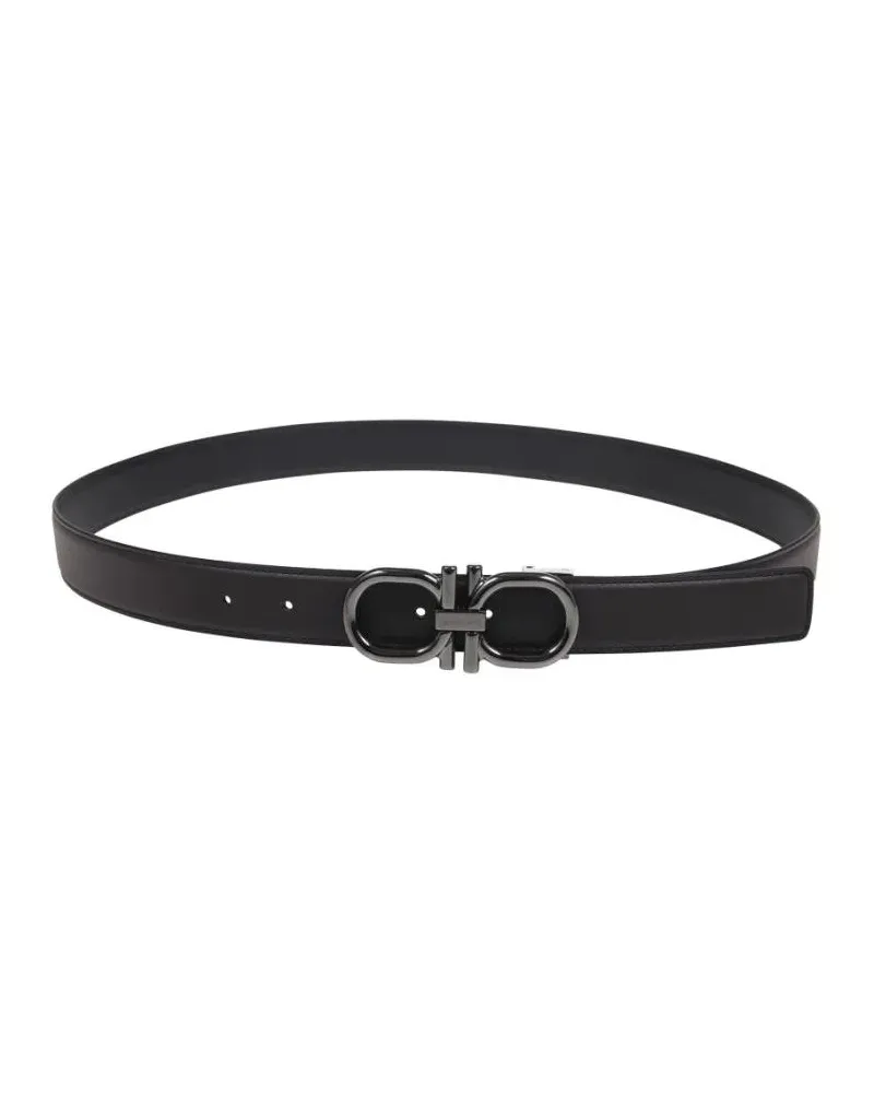 Ferragamo Gürtel Dbl Gancini Animation Double Adjustable Belt schwarz Schwarz