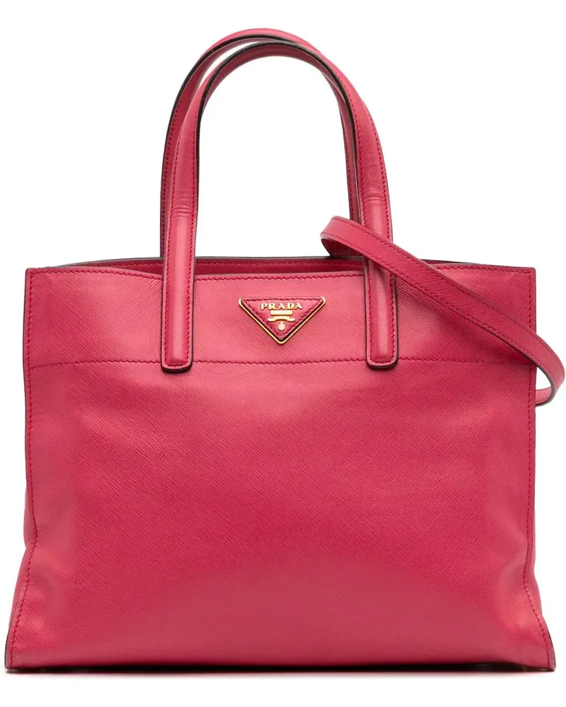 Prada Hobo Bags Saffiano Soft Triple Pocket Tote rosa Gold