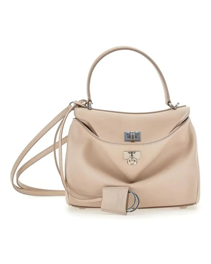 Balenciaga Hobo Bags Structured Black Bag With Smooth Finish And Clean beige Beige