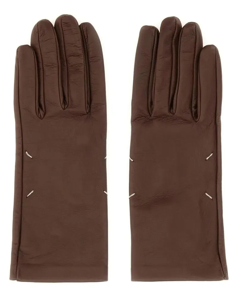 Maison Margiela Handschuhe Smooth Leather Gloves grau Grau