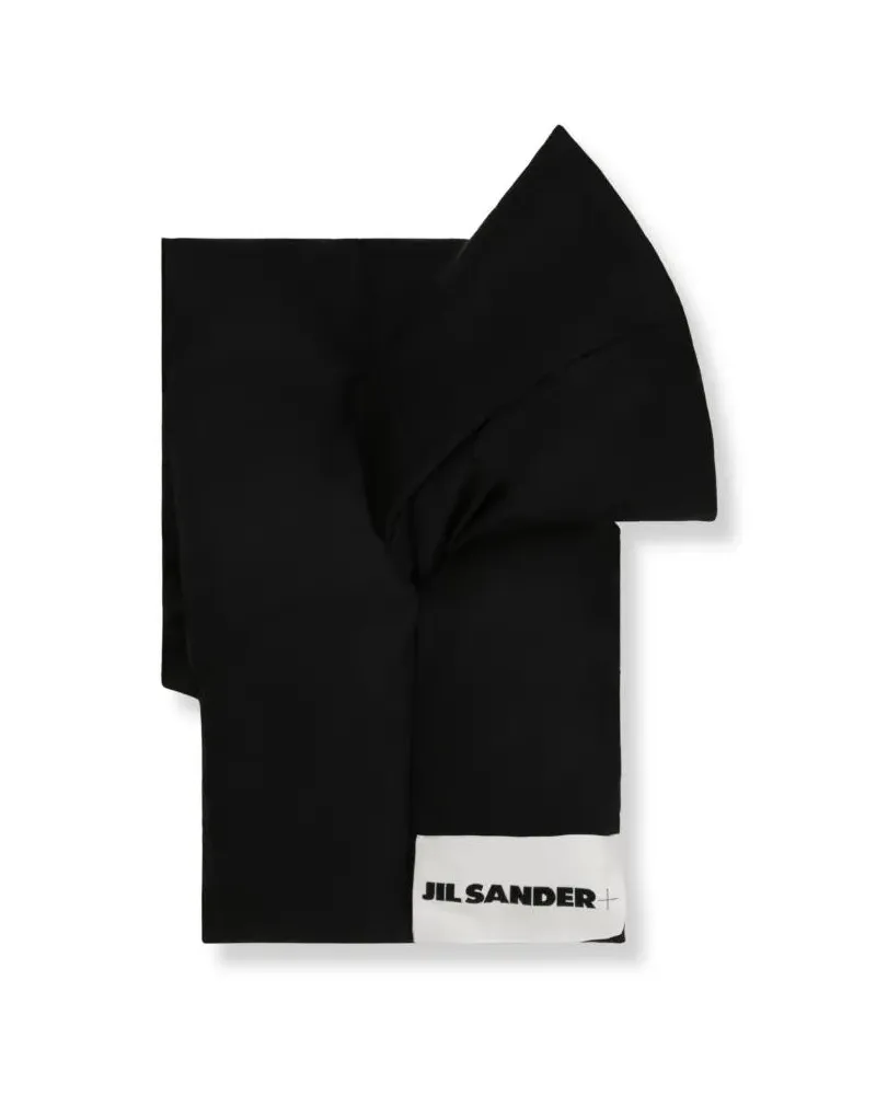 Jil Sander Tücher & Schals Matte Cotton Logo Scarf schwarz Schwarz