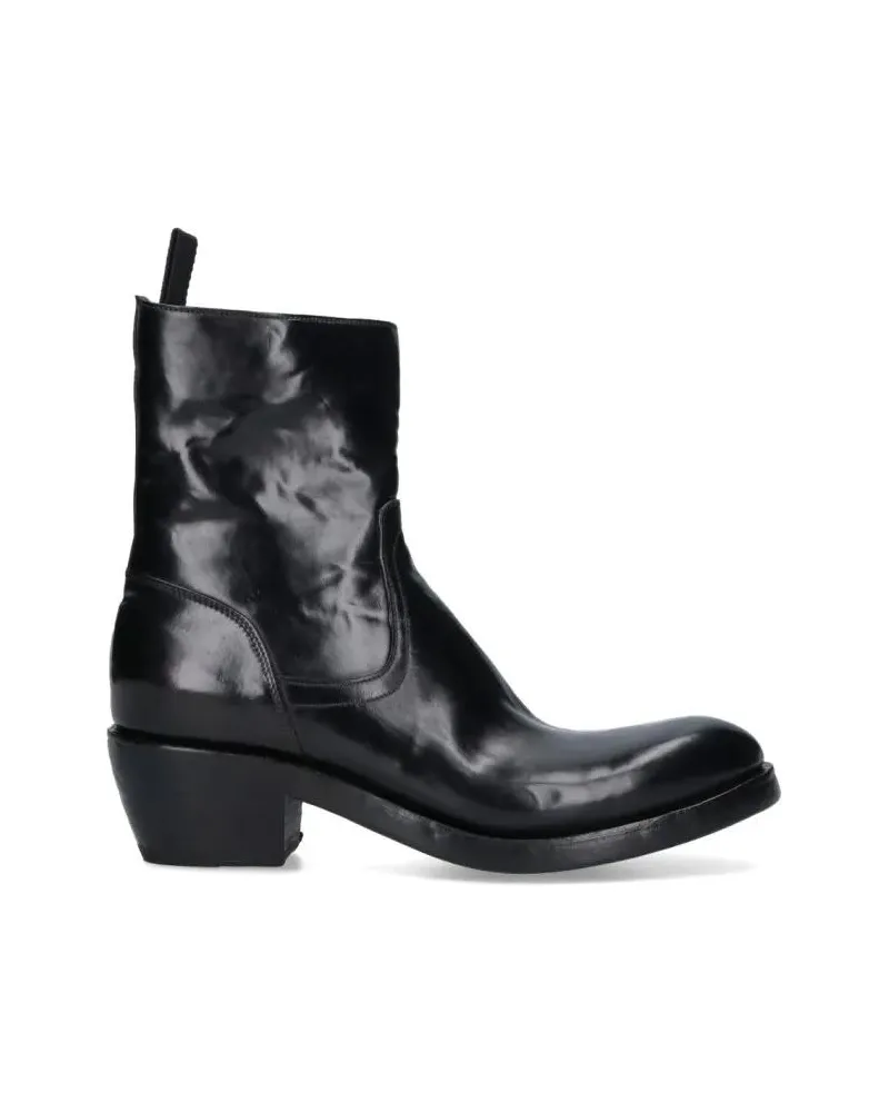 Premiata Stiefel Calf Leather Ankle Boots With Side Zip Closure And schwarz Schwarz