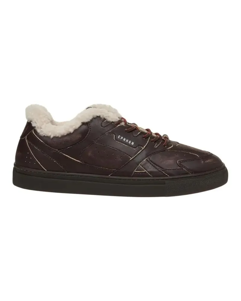 Copenhagen Low-Top Sneaker Rich Brown Leather Sneakers With Plush Fur Lining schwarz Schwarz