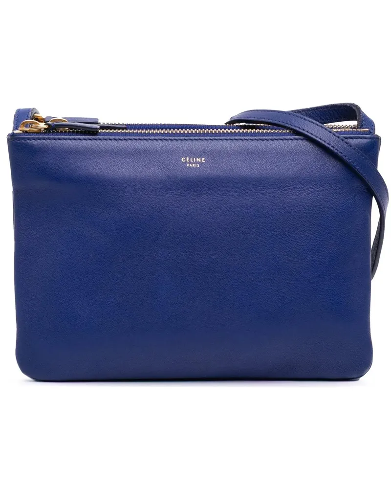 Celine Hobo Bags Small Lambskin Trio Crossbody blau Blau