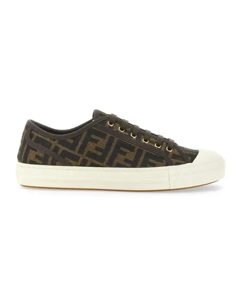 Fendi Low-Top Sneaker Low-Top Sneakers With Monogram Pattern And Gold-To braun Braun