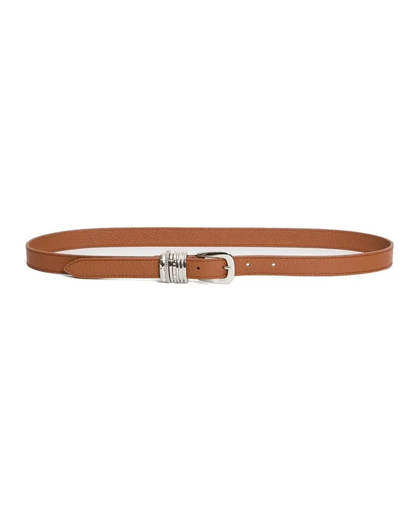 Orciani Gürtel Leather Belt With Distinctive Oval Silver Buckle braun Braun