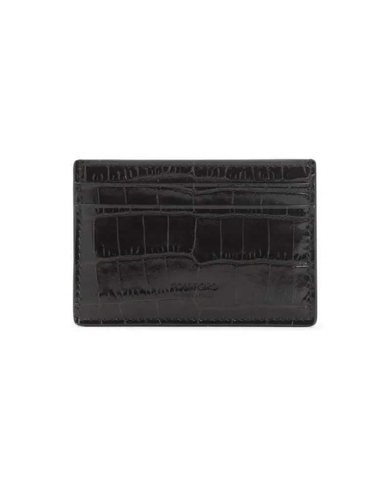 Tom Ford Portemonnaies Compact Crocodile-Embossed Calf Leather Wallet schwarz Schwarz
