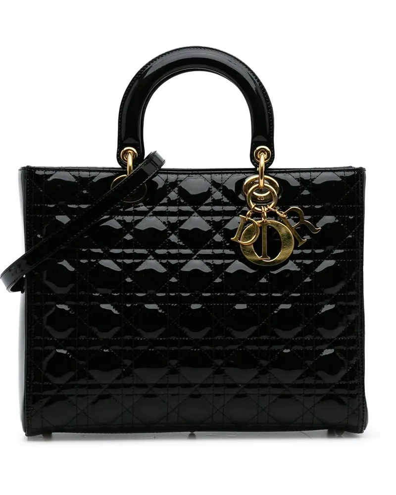 Dior Hobo Bags 2011 Large Patent Cannage Lady Dior schwarz Schwarz