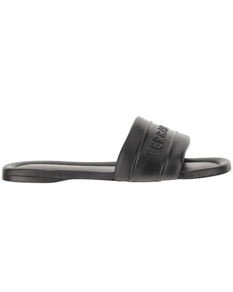 Ferragamo Sandalen Leather Sandals With Logo schwarz Schwarz