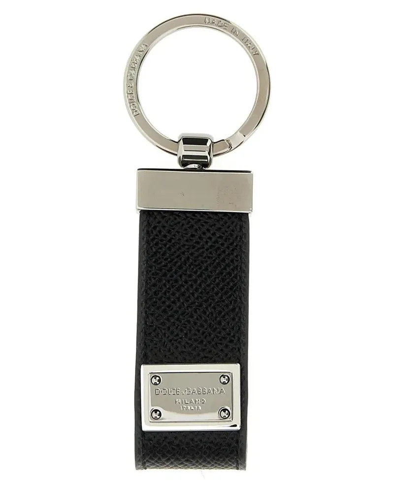 Dolce & Gabbana Schlüssel- & Taschenanhänger Logo Plaque Keyring black Schwarz