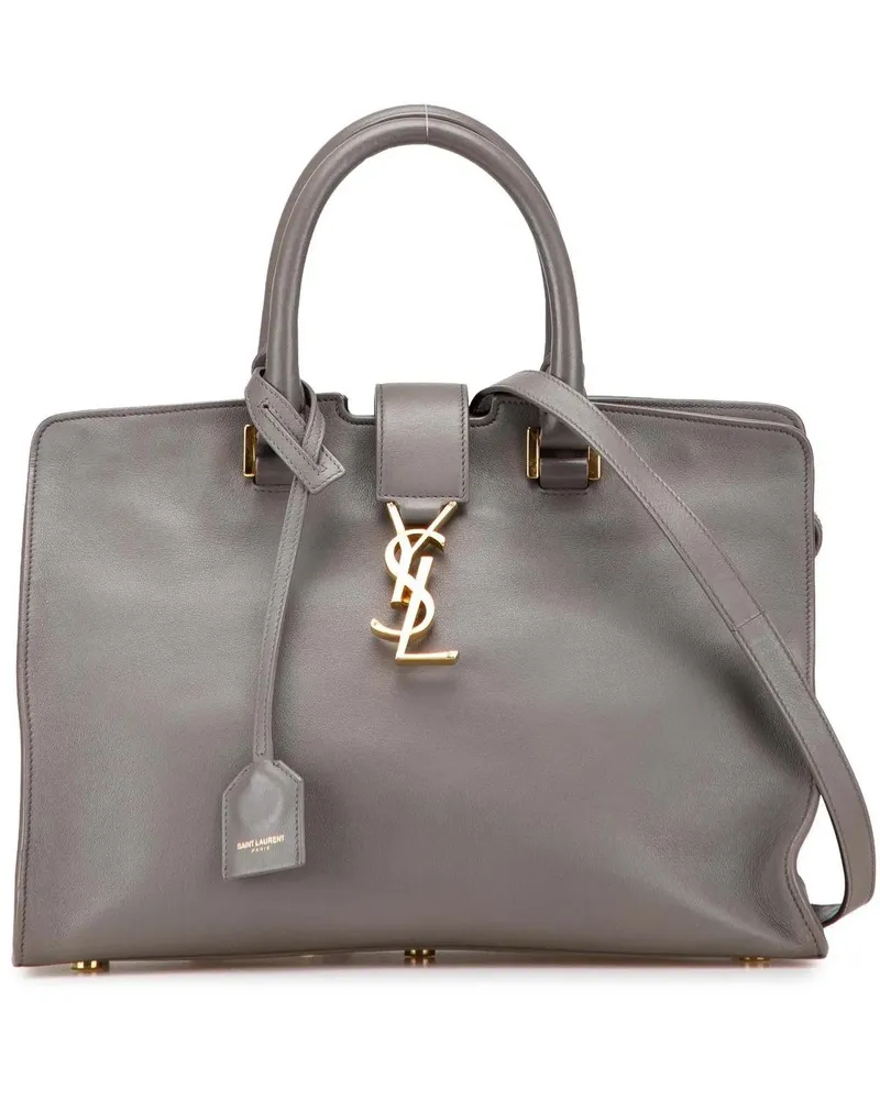 Saint Laurent Hobo Bags Small Leather Monogram Cabas Satchel grau Grau