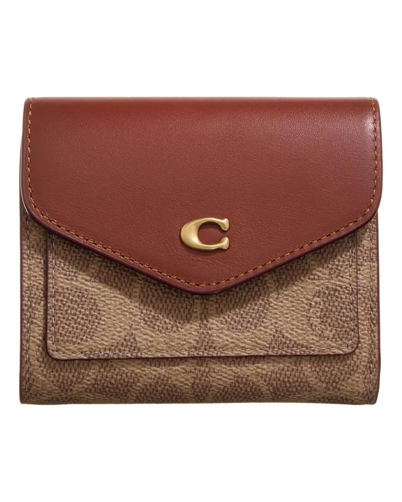 Coach Portemonnaie Colorblock Coated Canvas Signature Wyn Small Walle Braun