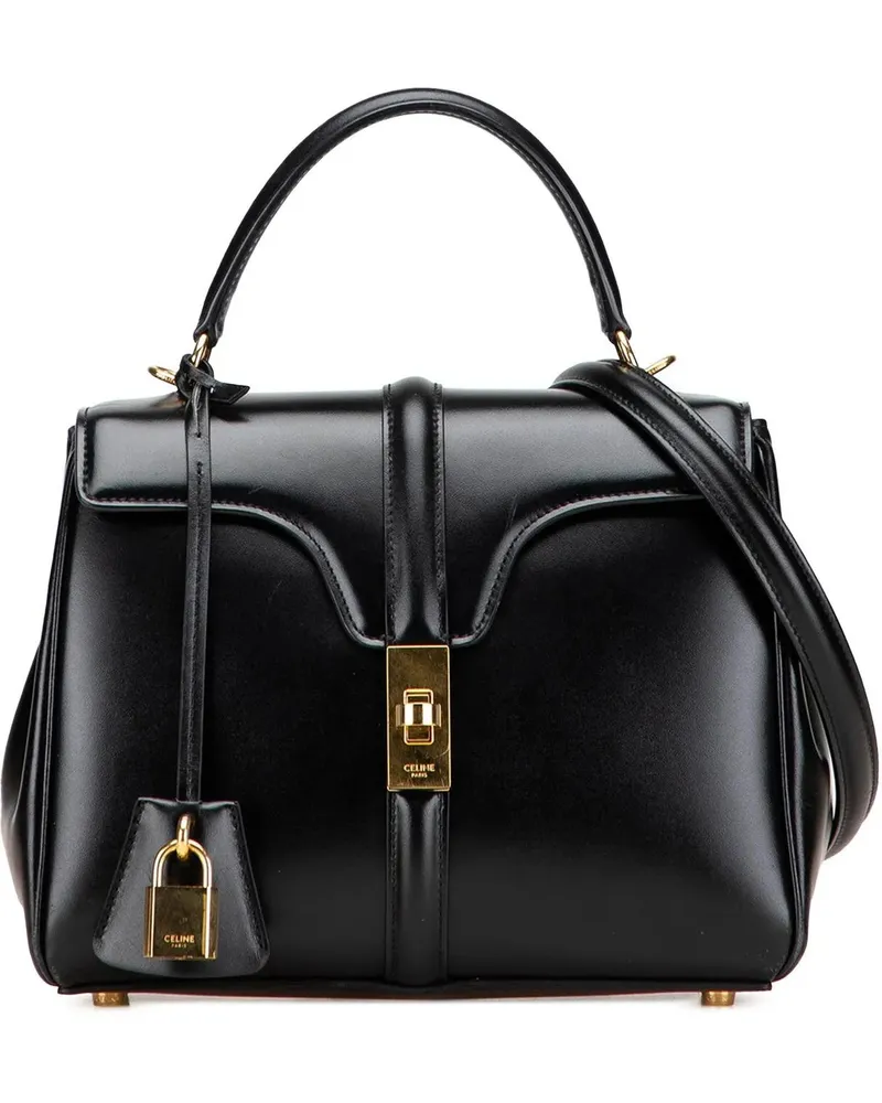 Celine Hobo Bags Small Leather 16 Satchel schwarz Schwarz