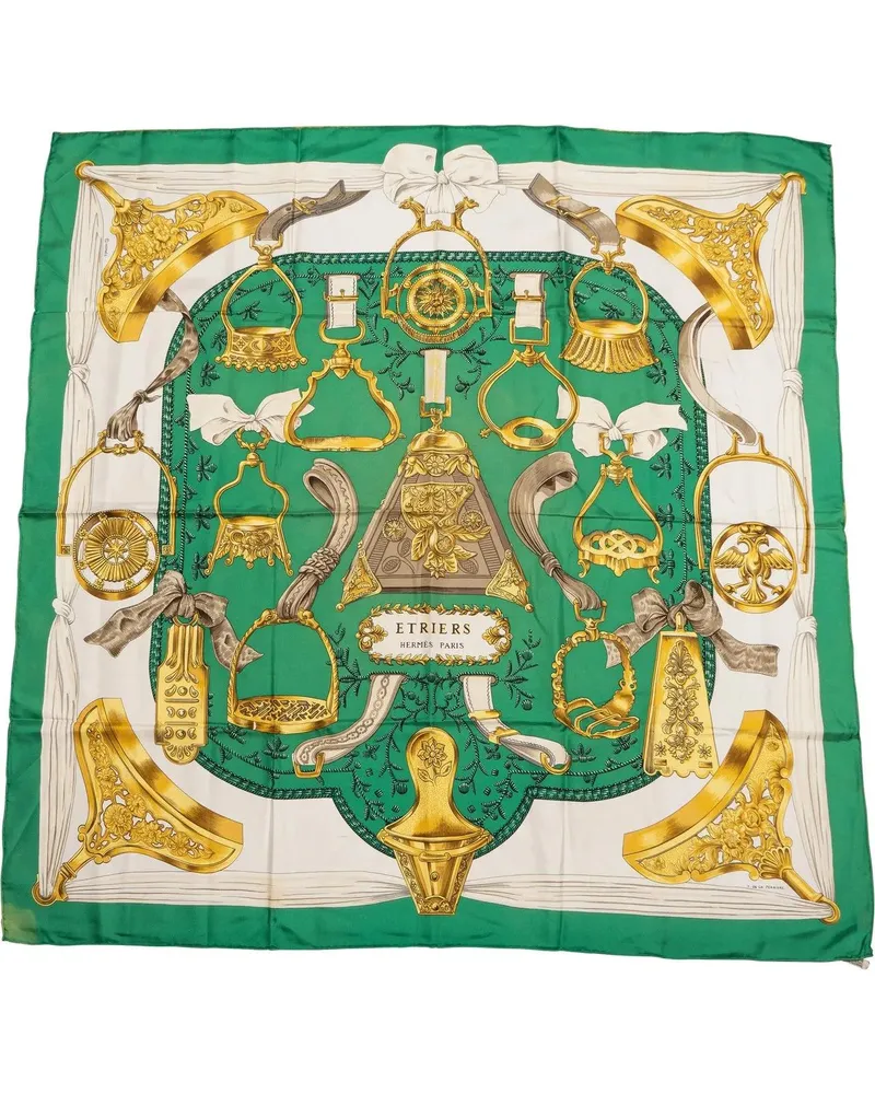 Hermès Tücher & Schals Hermes Classic ETRIERS Silk Carre 90 Scarf Tuch grün Grün