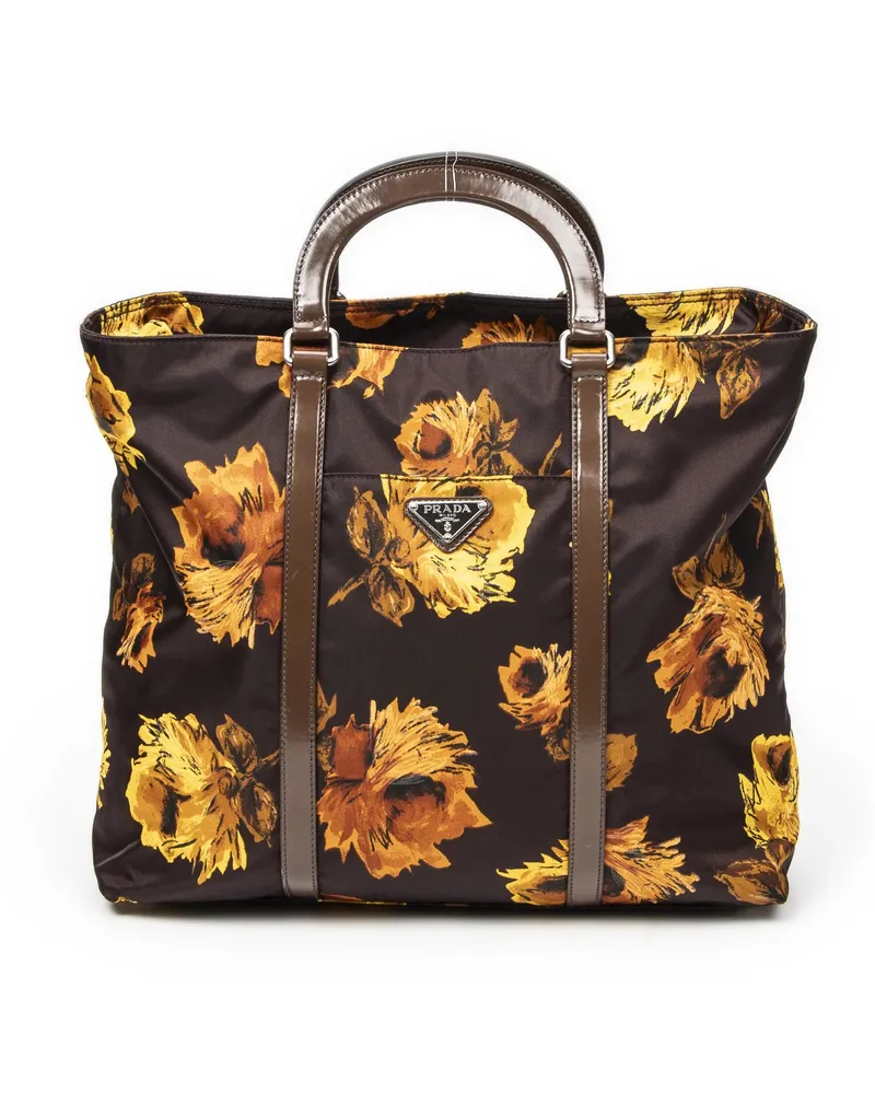 Prada Crossbody Bags Printed Zip Shopper Tote schwarz Schwarz