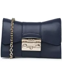 Furla Shopper Metropolis Remix' Mini Bag In Blue Calf Leather Blau