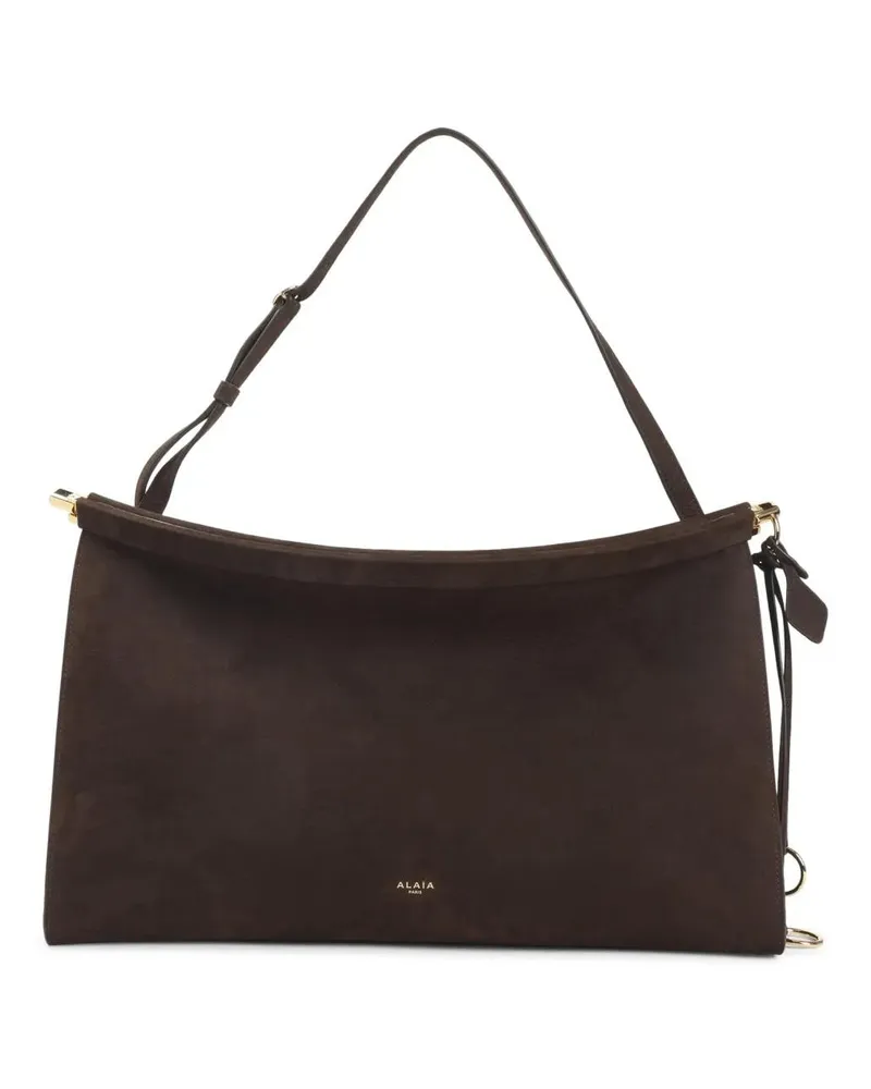 Alaïa Crossbody Bags Brown Suede Handbag With Adjustable Strap And Gold braun Braun