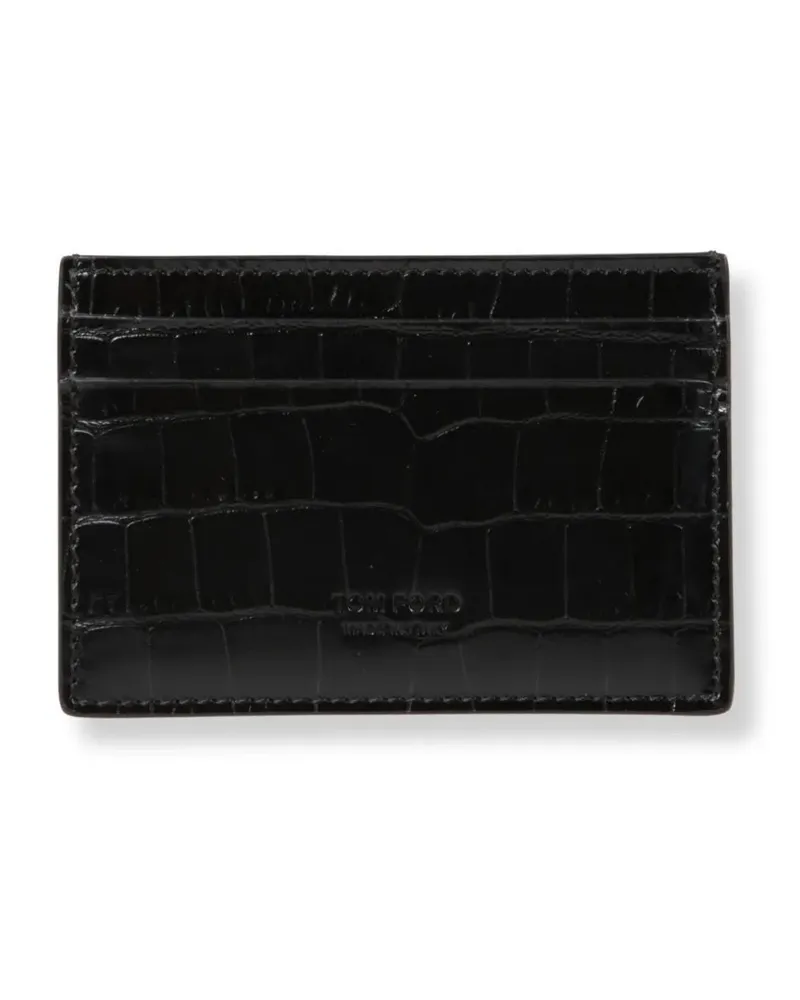 Tom Ford Portemonnaies Croc-Effect Card Holder schwarz Schwarz