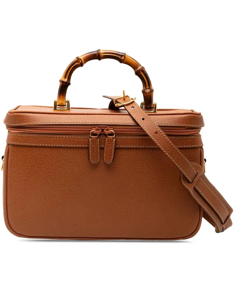 Gucci Kosmetiktaschen Leather Bamboo Vanity Bag braun Braun