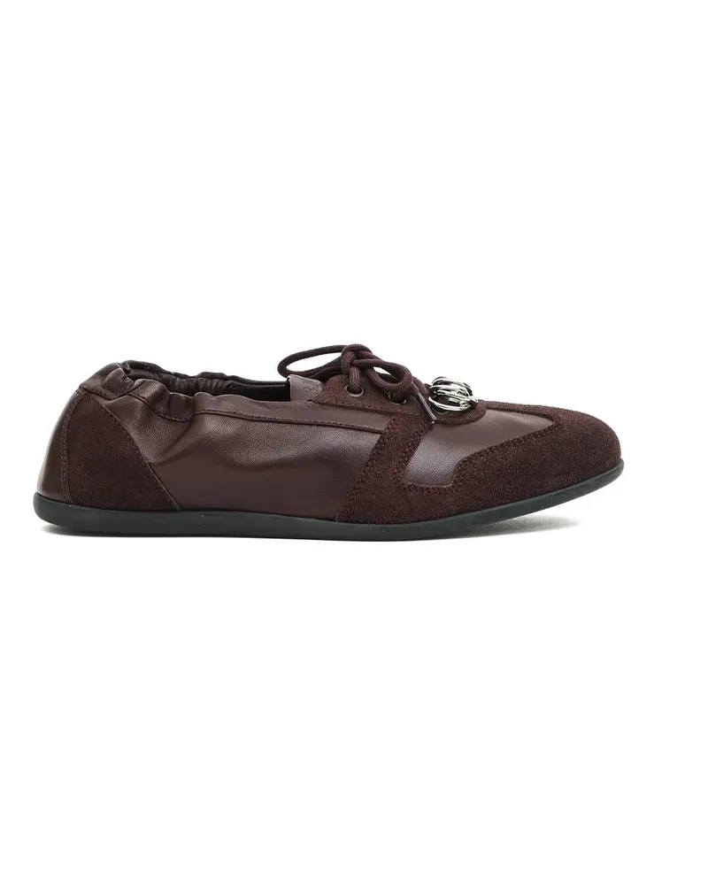 3JUIN Low-Top Sneaker Bordeaux Leather Sneakers With Metallic Detail And rot Rot