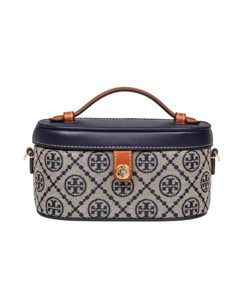 Tory Burch Crossbody Bags Monogram Leather And Fabric Vanity Case grau Grau