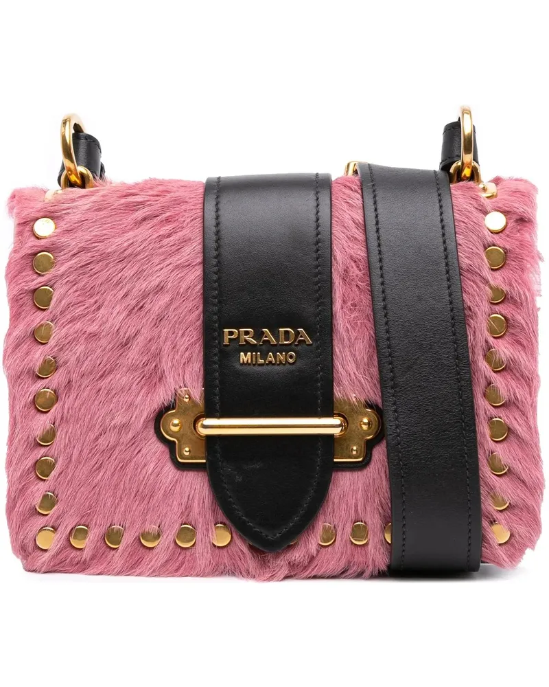 Prada Hobo Bags City Calf Trimmed Cavallino Cahier Crossbody rosa Gold
