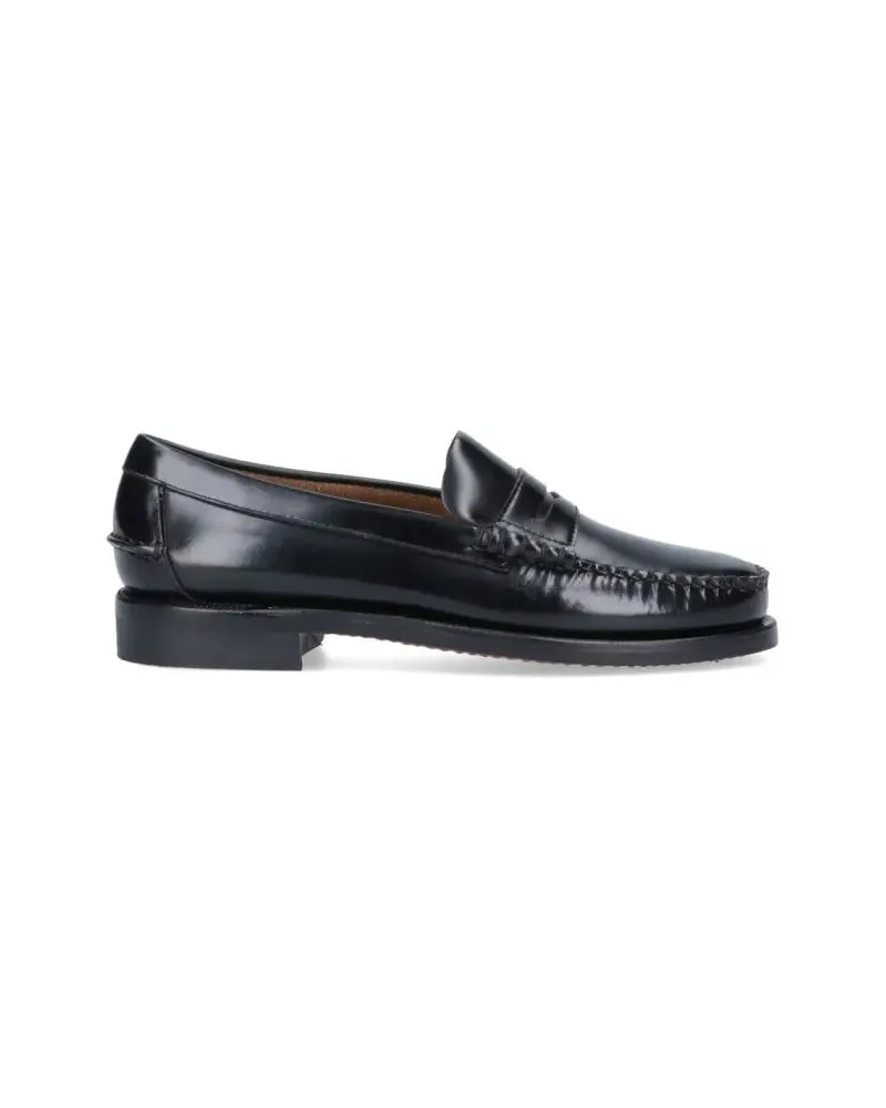 Sebago Loafer Round Toe Slip-On Moccasins With Cut-Out Upper Des schwarz Schwarz